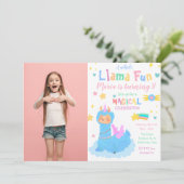 Invitation Carton d'invitation d'anniversaire de lama Llamaco (Debout devant)