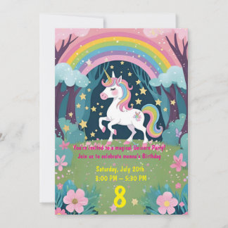 Invitation Carton d'invitation d'anniversaire de licorne magi