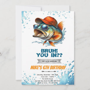 Invitation Carton d'invitation d'anniversaire de pêche de bas