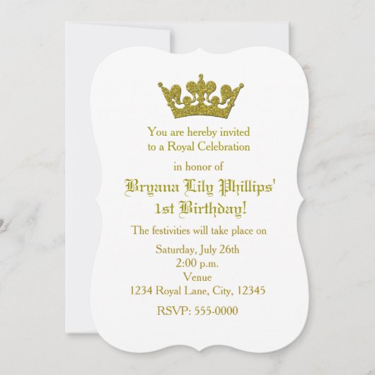 Invitation Carton d'invitation d'anniversaire de princesse à (Devant)