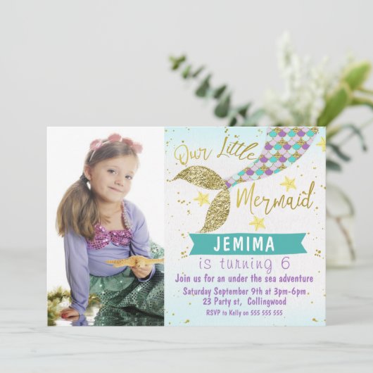 Invitation Carton d'invitation d'anniversaire de queue de sir (Debout devant)