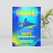 Invitation Carton d'invitation d'anniversaire de requin de né (Debout devant)