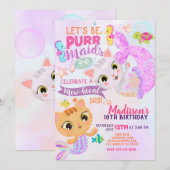 Invitation Carton d'invitation d'anniversaire de sirène de ch (Devant / Derrière)