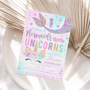 Invitation Carton d'invitation d'anniversaire de sirène licor