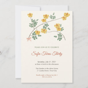 Invitation Carton d'invitation d'anniversaire d'été Fleur de