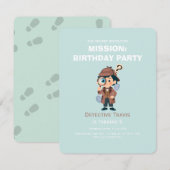 Invitation Carton d'invitation d'anniversaire Détective Garço (Devant / Derrière)
