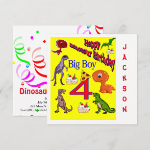 Invitation Carton d'invitation d'anniversaire Dinosaure