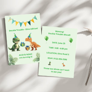 Invitation Carton d'invitation d'anniversaire Dinosaure pour