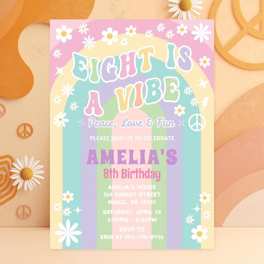 Invitation Carton d'invitation d'anniversaire Eight is a Vibe