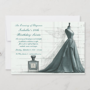 Invitation Carton d'invitation d'anniversaire élégant de mode