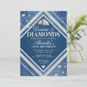 Invitation Carton d'invitation d'anniversaire Elegant Denim a (Debout devant)