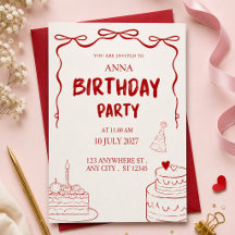 Carton d'invitation d'anniversaire élégant et mode
