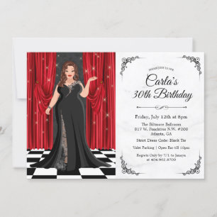Invitation Carton d'invitation d'anniversaire en robe élégant