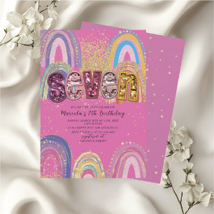 Invitation Carton d'invitation d'anniversaire étoiles rose et