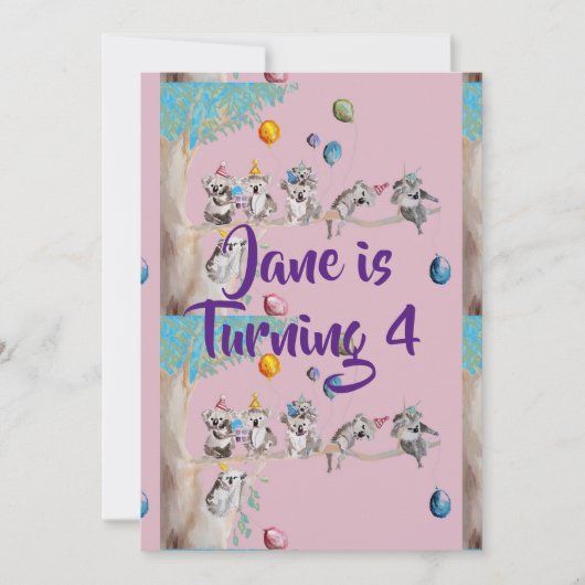 Invitation Carton d'invitation d'anniversaire fille aquarelle (Devant)