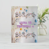 Invitation Carton d'invitation d'anniversaire fille peinture (Debout devant)