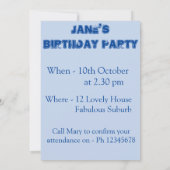 Invitation Carton d'invitation d'anniversaire fille peinture (Dos)