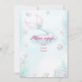 Invitation Carton d'invitation d'anniversaire fille queue de  (Dos)