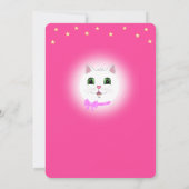 Invitation Carton d'invitation d'anniversaire fille rose Chat (Dos)