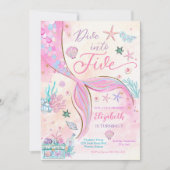 Invitation Carton d'invitation d'anniversaire fille sirène (Devant)