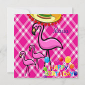 Invitation Carton d'invitation d'anniversaire flamant rose (Devant)