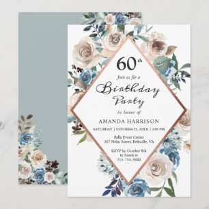 Invitation Carton d'invitation d'anniversaire Fleur bleue pou