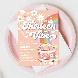 Invitation Carton d'invitation d'anniversaire Fleur Retro Hip