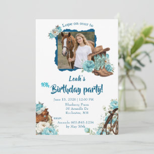 Invitation Carton d'invitation d'anniversaire Fleur Western H