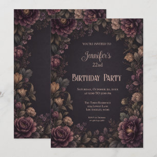 Invitation Carton d'invitation d'anniversaire Fleurs Vintage