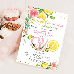 Invitation Carton d'invitation d'anniversaire floral au citro