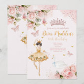 Invitation Carton d'invitation d'anniversaire Floral Ballerin (Devant / Derrière)