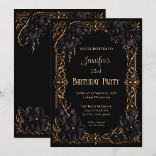 Invitation Carton d'invitation d'anniversaire floral gothique
