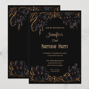 Invitation Carton d'invitation d'anniversaire floral gothique