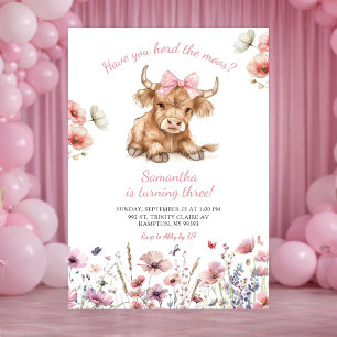 Invitation Carton d'invitation d'anniversaire floral Taureau 