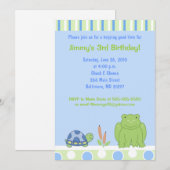 Invitation Carton d'invitation d'anniversaire Friendly Frog & (Devant / Derrière)