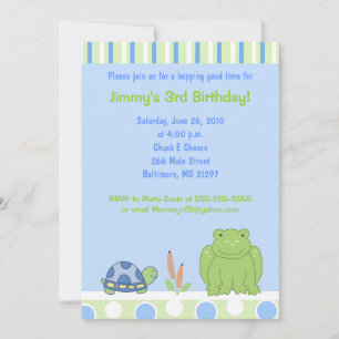 Invitation Carton d'invitation d'anniversaire Friendly Frog &