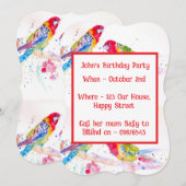 Invitation Carton d'invitation d'anniversaire garçon perroque (Devant / Derrière)