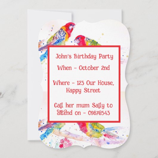 Invitation Carton d'invitation d'anniversaire garçon perroque (Devant)