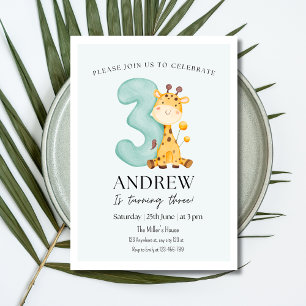 Invitation Carton d'invitation d'anniversaire girafe, Anniver