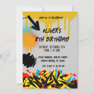 Invitation Carton d'invitation d'anniversaire graffiti peintu