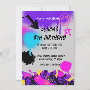 Invitation Carton d'invitation d'anniversaire graffiti peintu