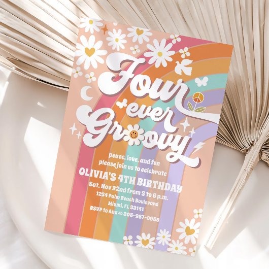 Invitation Carton d'invitation d'anniversaire Groovy Rainbow 