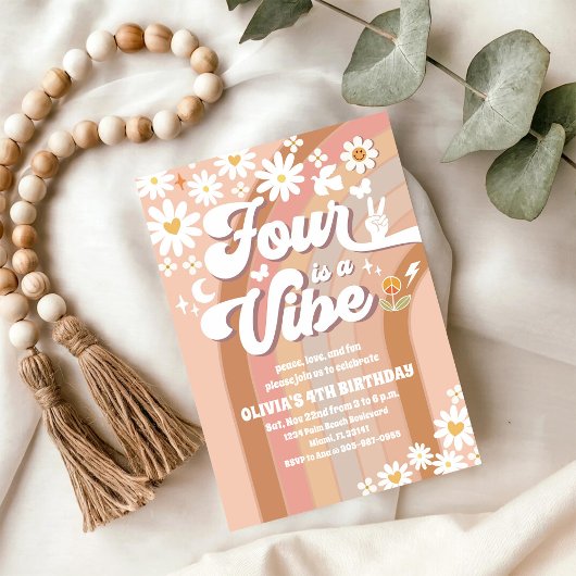 Invitation Carton d'invitation d'anniversaire Groovy Retro Da