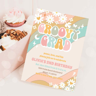 Invitation Carton d'invitation d'anniversaire Groovy Retro Da
