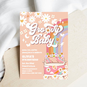 Invitation Carton d'invitation d'anniversaire Groovy Retro po