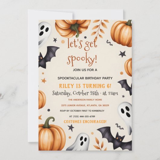 Invitation Carton d'invitation d'anniversaire Halloween pour (Devant)