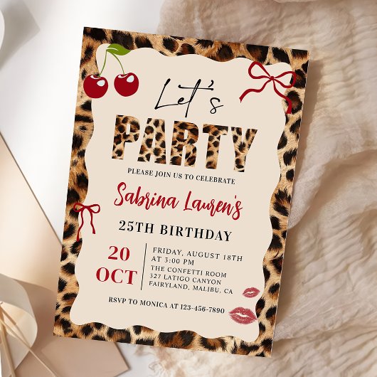 Invitation Carton d'invitation d'anniversaire Léopard Guépard
