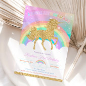 Invitation Carton d'invitation d'anniversaire licorne arc-en-