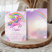 Invitation Carton d'invitation d'anniversaire Licorne Arc-en-