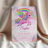 Invitation Carton d'invitation d'anniversaire Licorne Arc-en-